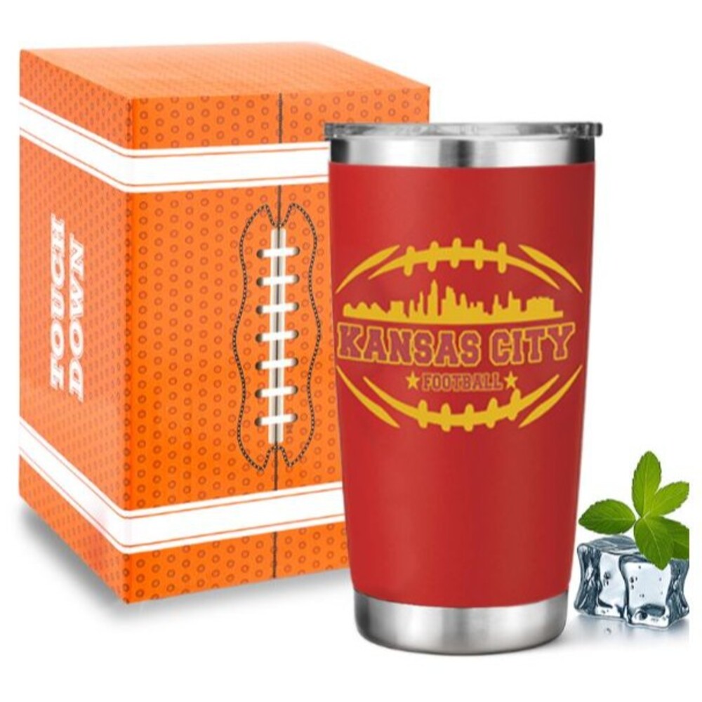Football Fan 20oz Insulated Travel Tumbler Cup Kansas City Football Gift